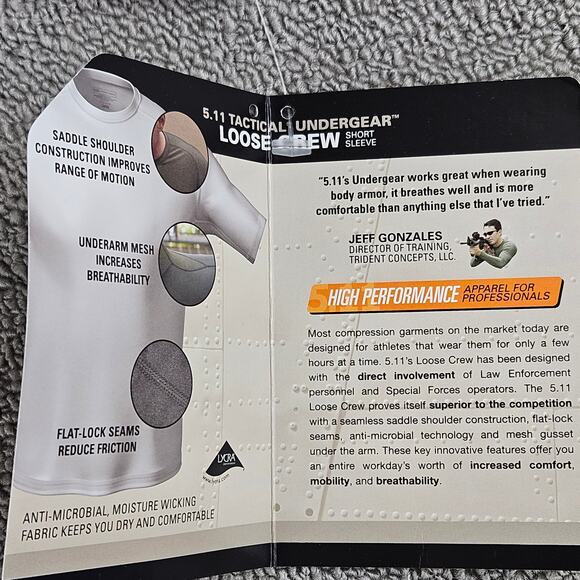 5.11 Tactical Men's Loose Fit Crew Short Sleeve Shirt Style 40007 White Size M - Picture 6 of 8